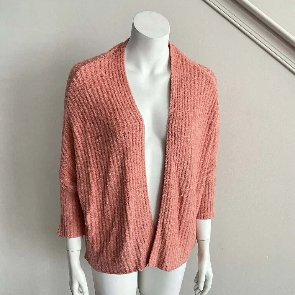 Barefoot Dreams Cardigan Ribbed Cozychic Lite Coral S - Picture 12 of 12